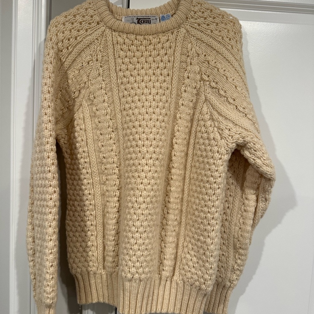 Oh Beige Cable Knit Sweater for Men